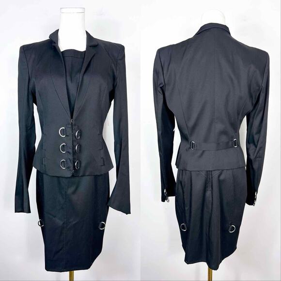 Versus Versace Vintage Women's 2 Piece Y2K Rare Jacket Dress Set Black Sz S